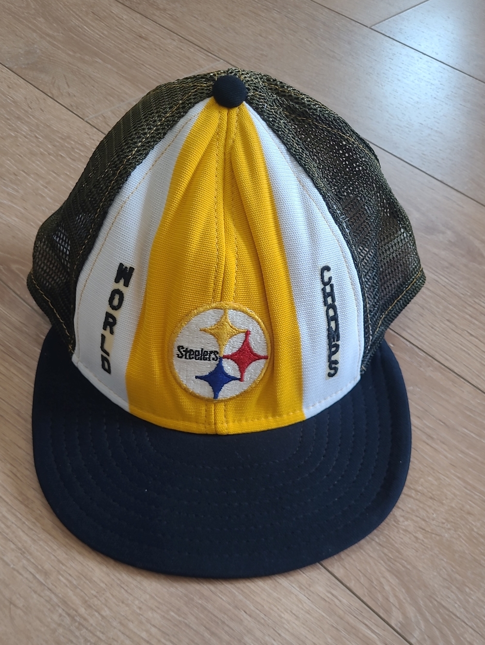 80's Pittsburgh Steelers AJD "Lucky Stripes" Trucker Snapback Hat Made In USA